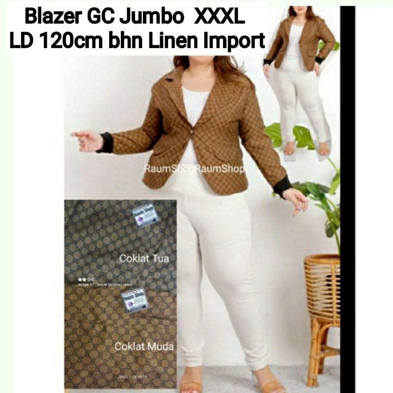 Blazer Wanita GUCC*I JUMBO Ld 120 / Blazer perempuan Kantor Import Kekinian Bahan Linen Premium Jazz