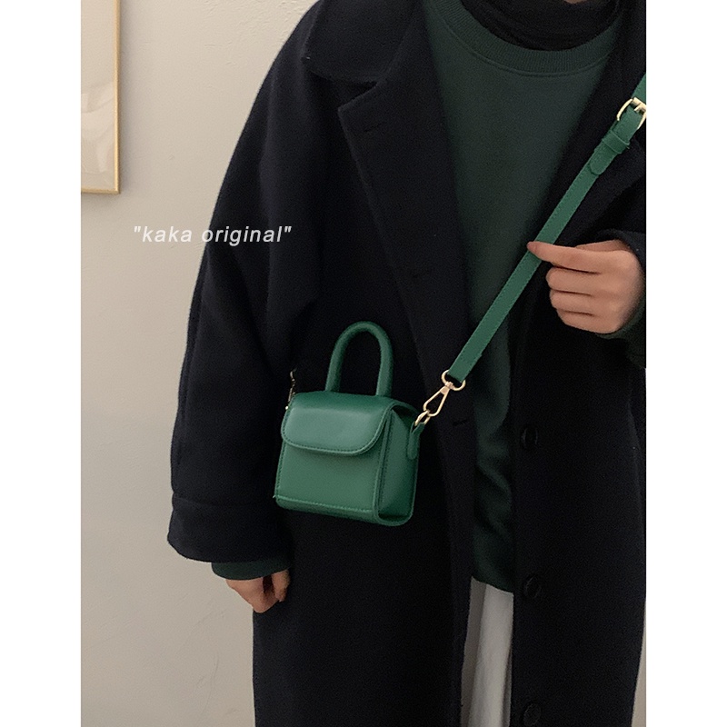 Suhao Mini Green Bag Wanita 2021 Baru Fashion Trendi Retro Portabel Kecil Square Tas Lipstik Tas All-Match Messenger Bag