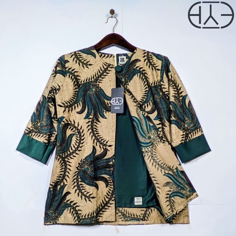 Blouse Atasan wanita Batik Kantoran Lengan 3/4 Vintage Bahan Katun Halus