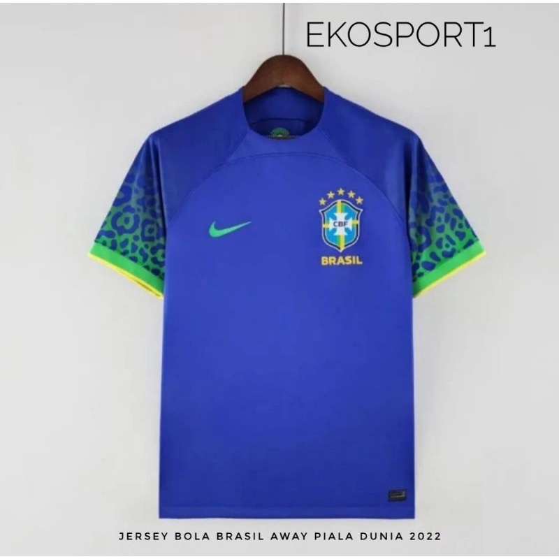 Jual JERSEY BOLA BRAZIL AWAY PIALA DUN1A 2022 GRADE ORI | Shopee Indonesia