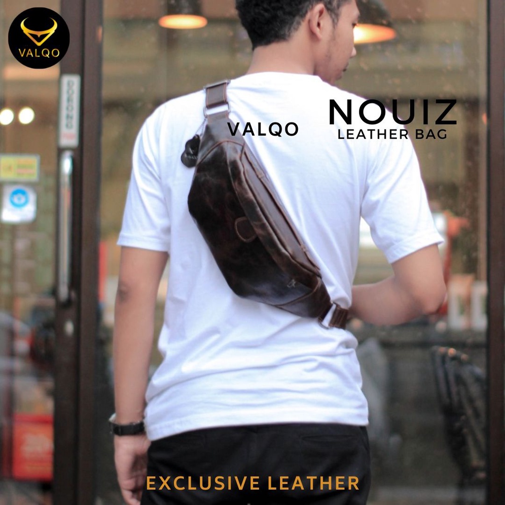 [VALQO] Tas NOUIZ Kulit Sapi Dada Pinggang Waist Bag Sling bag Cowok Cewek Pria Wanita Laki bisa COD