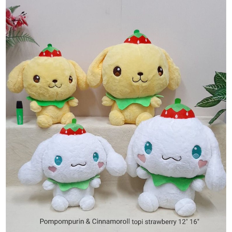Boneka Cinnamonroll Pompurin Pochacco Topi Strawberry Kartun Karakter Sanrio Bahan Lembut