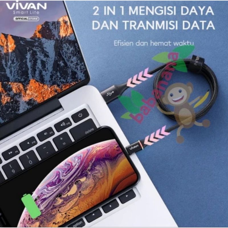 Vivan Kabel USB to Type-C 3.0A LED Quick Charge VDC100 100cm