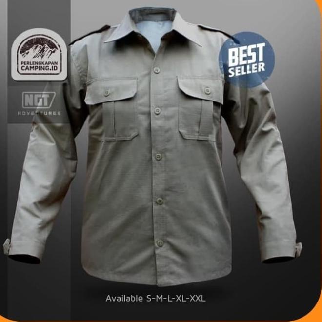 Baju Kemeja PDL Premium - Kemeja Lapangan Tactical Outdoor - Hijau, 2XL