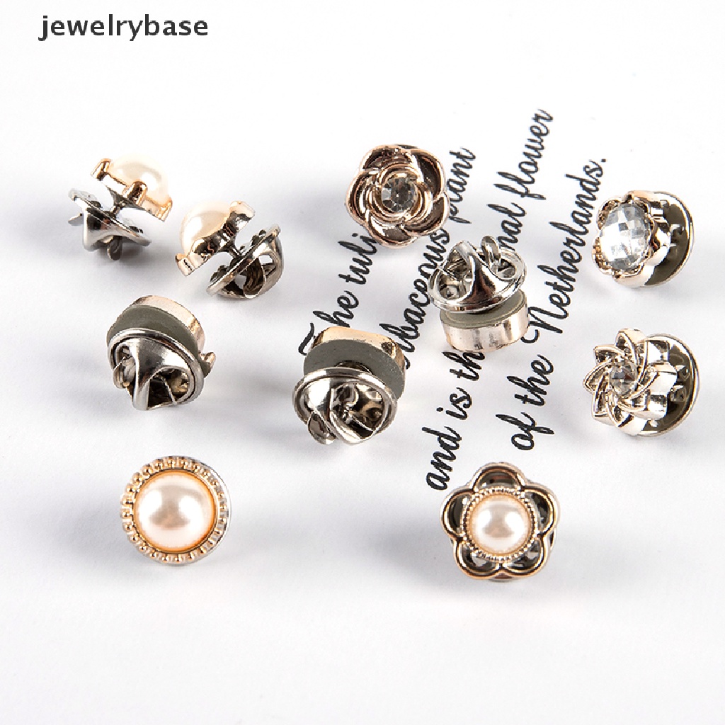 10pcs / Set Bros Pin Mutiara Berlian Imitasi Untuk Aksesoris Pakaian