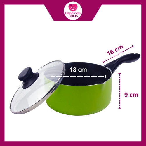 Kirin Saucepan Sasando 18 cm Sauce Pan 18cm Tutup Kaca Anti Lengket