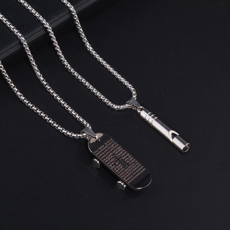 Kalung Liontin Peluit Lapis Silver Gaya Hip Hop Untuk Pria