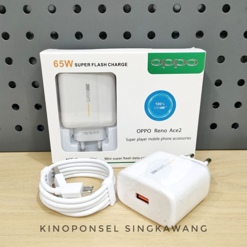 Charger Oppo Reno Ace 2 ORIGINAL SUPER FLASH CHARGE 65W Micro USB Cable | Travel Charger Original Or
