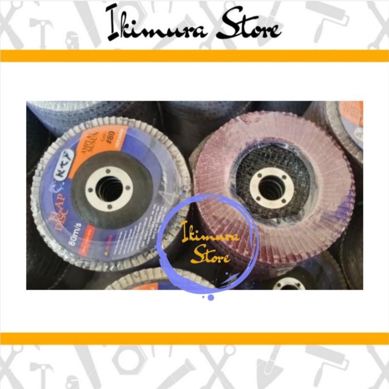 Amplas Flap Disc 4 inch Grit 80 / 100 / 120 / 150 / 180 / 240 / Gerinda Amplas Susun 4 inchi Grid 80 / 100 / 120 / 150 / 180 / 240