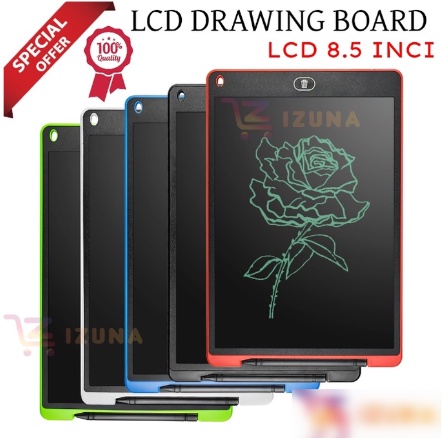 

[bisa cod] LCD DRAWING WRITING TABLET 8.5 INCH MAINAN PAPAN TULIS LED ANAK DIGITAL PAD EDUKASI PEN