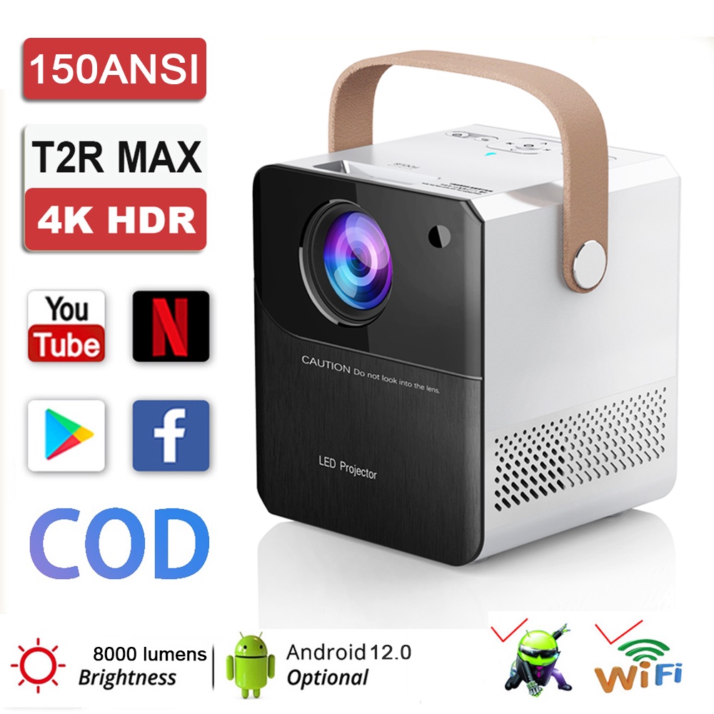 COD Proyektor HD Smart Projector 1080P &amp; 4K With WiFi &amp; Bluetooth 3.8 &quot;LCD 150 ANSI 8000 Lumens LCD Portable Projector Home