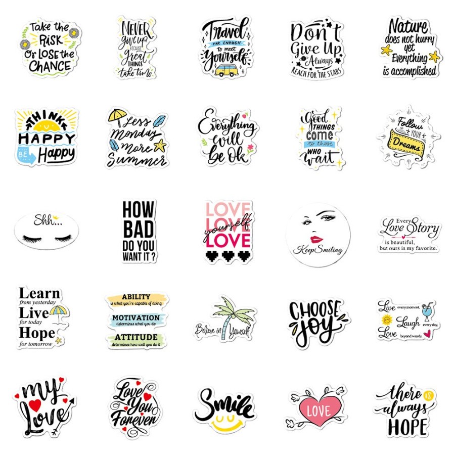 Classical English Words PVC Sticker (10pcs)