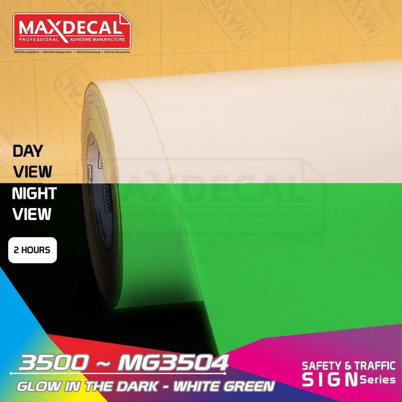 [Per Meter] MAXDECAL GID MG3504 WHITE GREEN Fosfor GLOW IN DARK 2 Jam