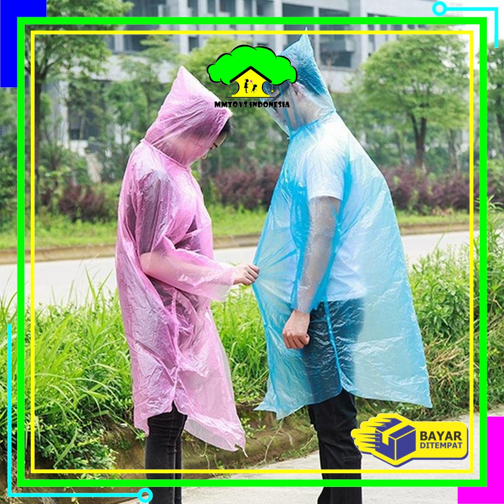 MI-C174 Jas Hujan Plastik Murah Sekali Pakai Disposable Raincoat Mantel Hujan Kantong Kresek Image 7