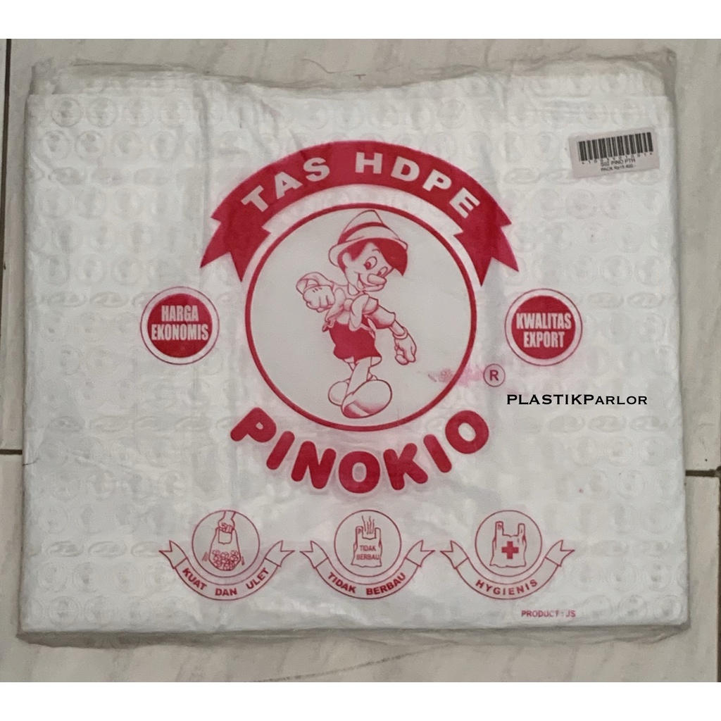 Kantong Kresek / Tas HDPE Hitam & Putih Merk Pinokio Uk. Super Tebal 0,2
