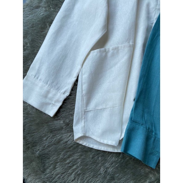 Kemeja linen polos saku depan - kemeja karin