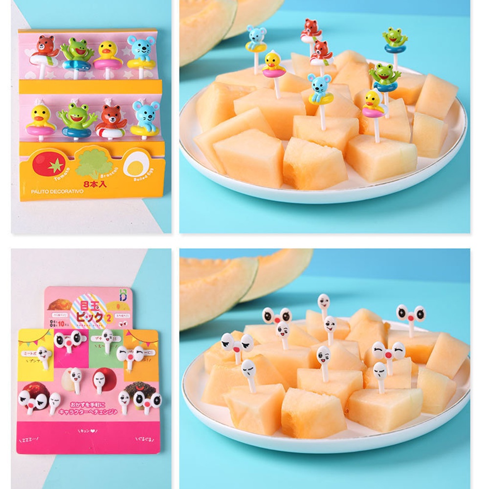 6 / 8 / 10pcs / Set Garpu Buah / dessert Mini Motif Kartun Anjing / Kucing Lucu Untuk Anak