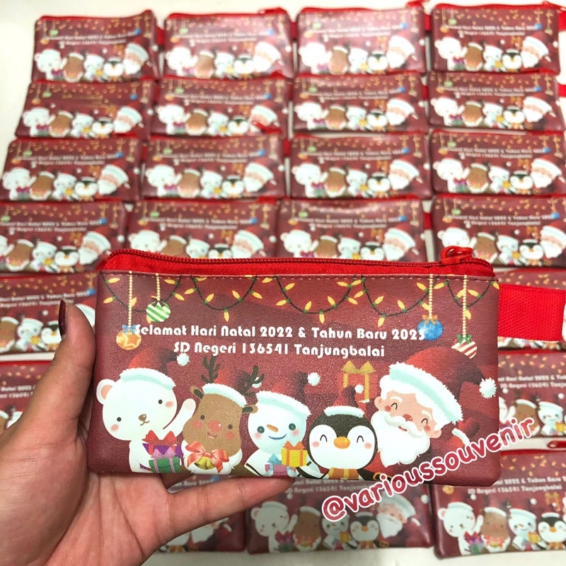 Dompet Pouch Panjang Souvenir Natal Sovenir Christmas Custom Nama Minim 25pcs Gereja Sekolah Minggu