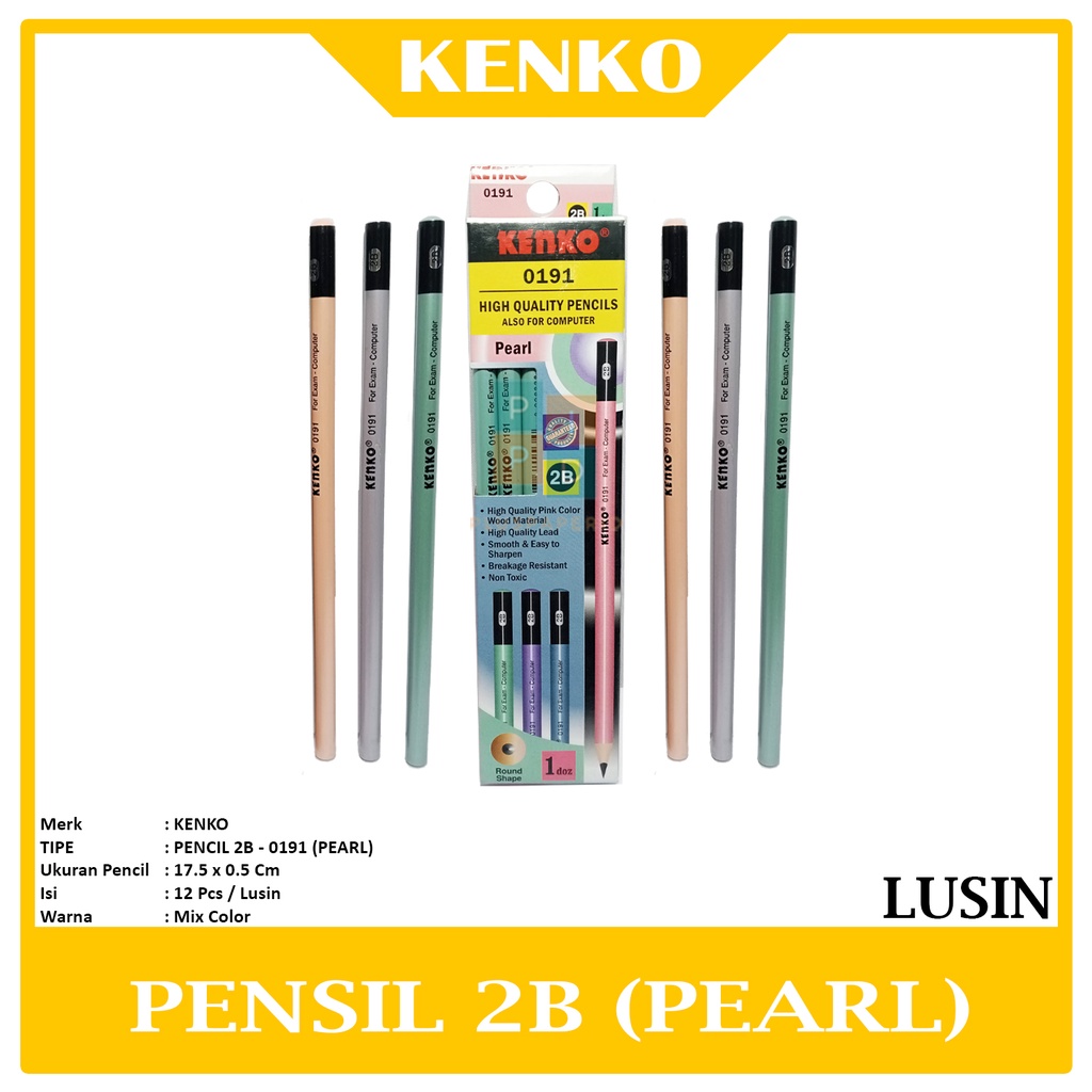 

KENKO - Pensil Ujian - Pencil 2B - 0191 (PEARL) - Lusin