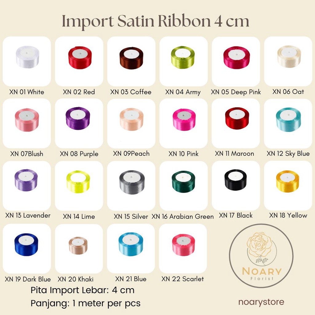 Jual Import Satin Ribbon 4 Cm Pita Satin Ribbon Pita Import