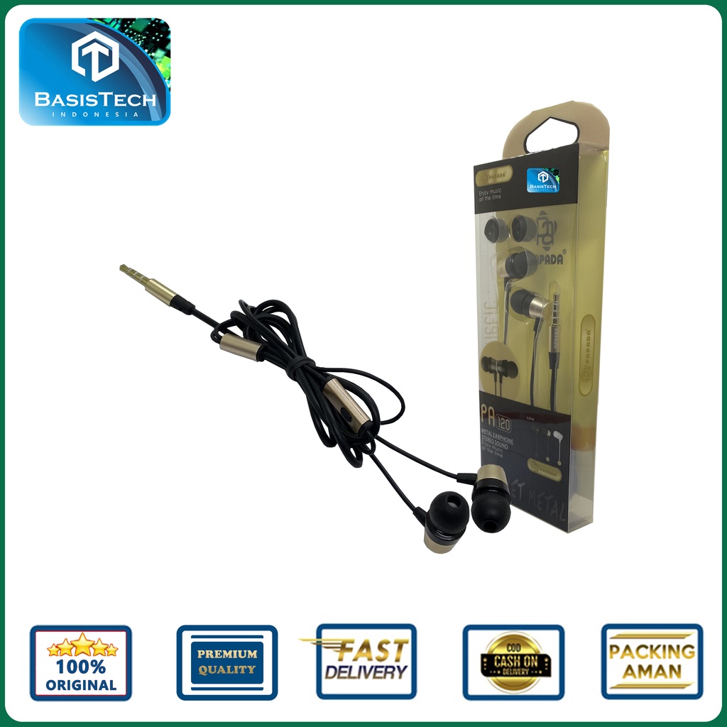 EARPHONE HEADSET ENJOY MUSIC METAL STEREO SOUND PAPADA PA120