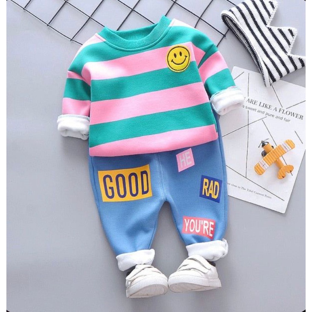 SETELAN SWEATER ANAK LAKI LAKI PEREMPUAN UMUR 1-5 TAHUN MOTIF SALUR BAJU ATASAN ANAK SWEATER ANAK MASA KINI TERMURAH FASHION ANAK TERLARIS