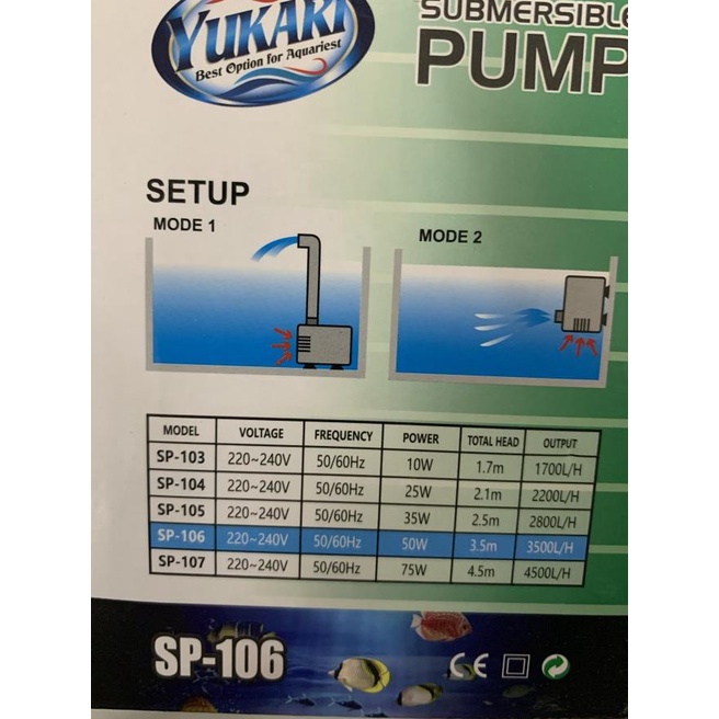 Pompa Aquarium kolam Yukari SP 104