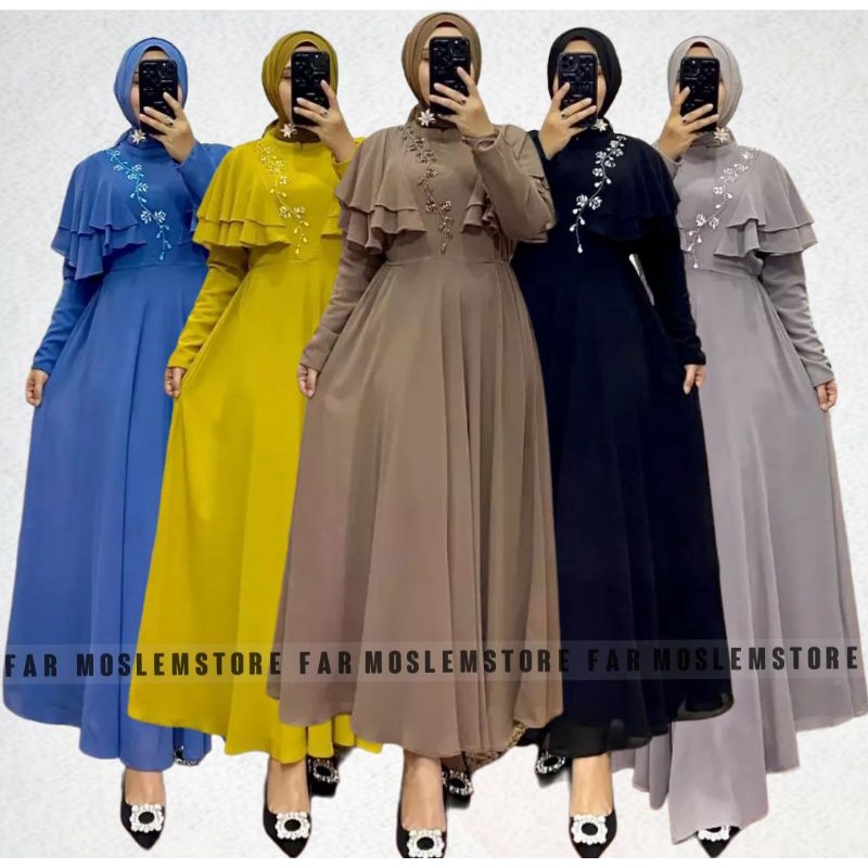 MUTIARA DRESS CERUTY ARMANY PAYET/GAUN MUSLIMAH/DRESS KONDANGAN CERUTY PREMIUM/FAR MOSLEMSTORE