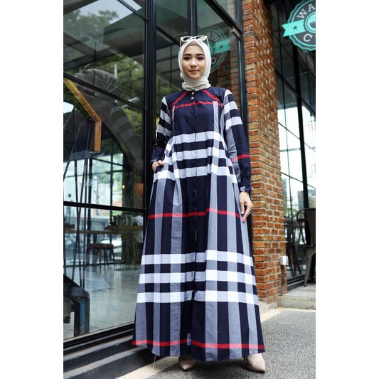 GAMIS WANITA TERBARU KATUN BURBERRY  DRESS MUSLIM BY TATU ORIGINAL PAKAIAN WANITA BAJU GAMIS TERLARI