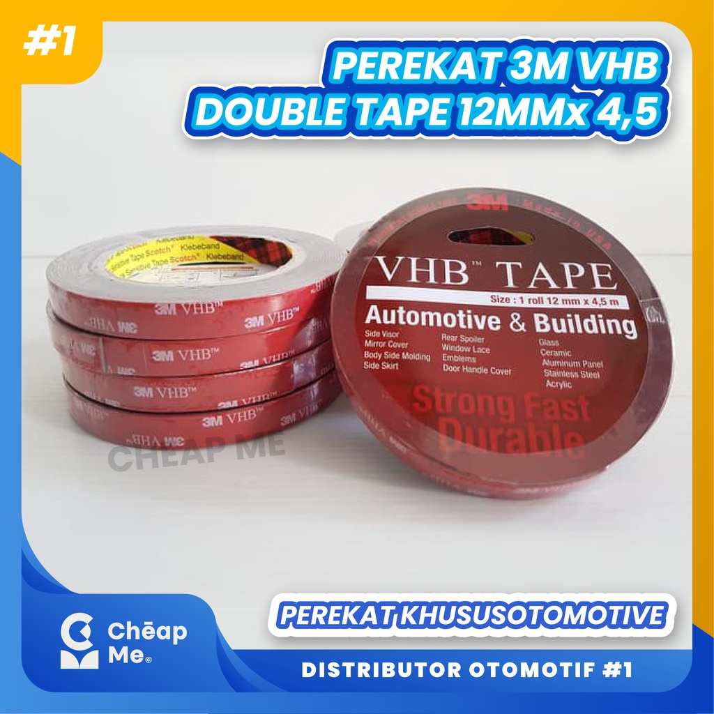 Perekat 3M VHB Dobel Tip Double Tape 12mm x 4,5 Kecil ORIGINAL