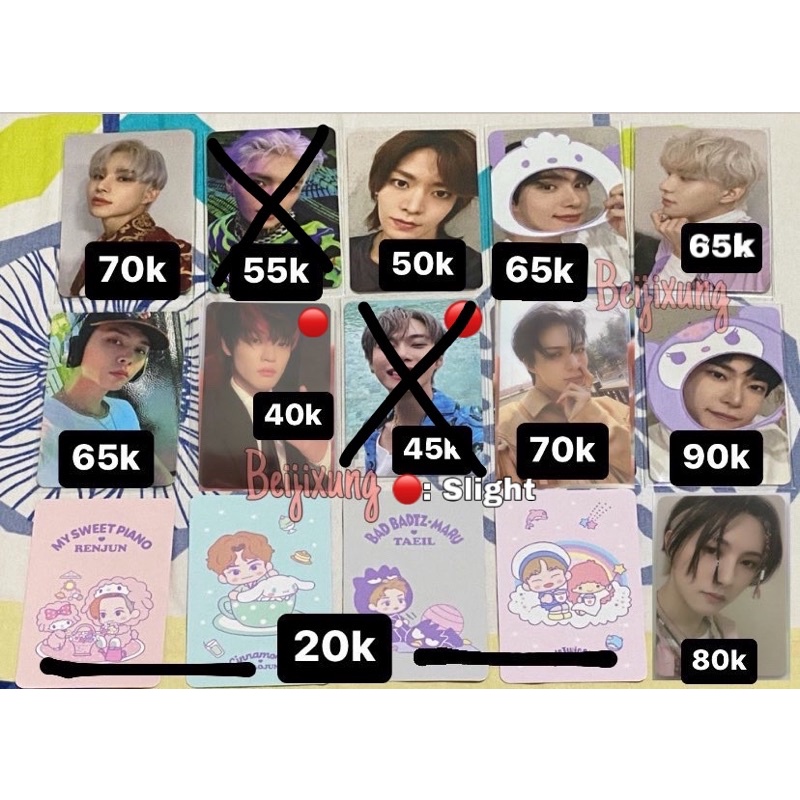 Sanrio Nct trading card a b konsep selca Yuta Doyoung Jungwoo Taeil Renjun Chenle Xiaojun