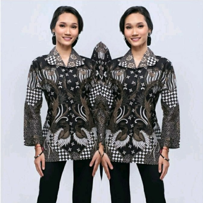 Blouse Batik Wanita Jumbo Lengan Panjang 4L-5L Atasan Kemeja Batik Wanita Big Size XXL XXXL Seragam Batik MRS