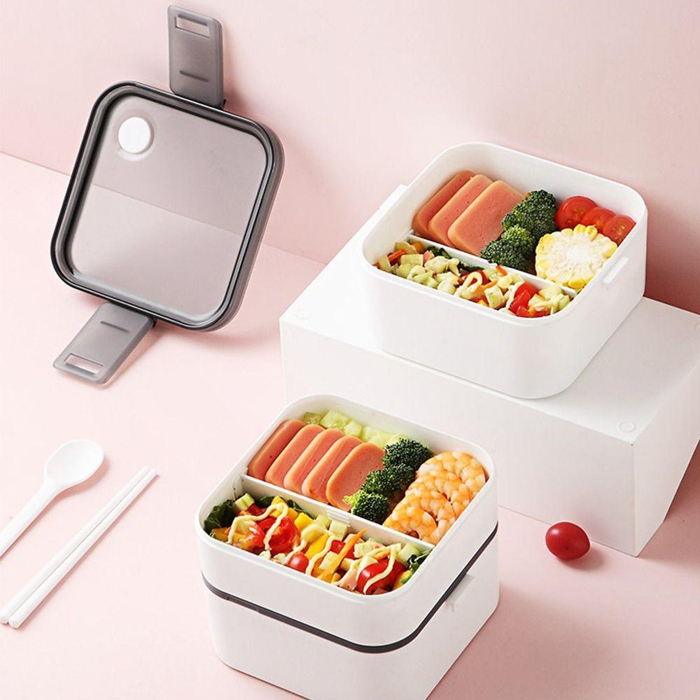 Solighter Lunch Box Microwavable Untuk Pelajar Pekerja Kantor Wadah Makanan Double Layer