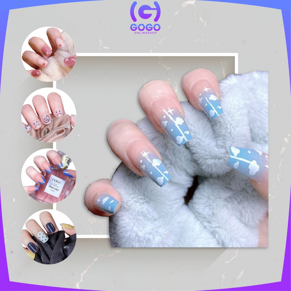 GOGO-K80 Kuku Palsu Motif Wanita Korea Perawatan Kuku Sticker Kuku Anti Air Hiasan Kuku Nail Art Kuku Palsu