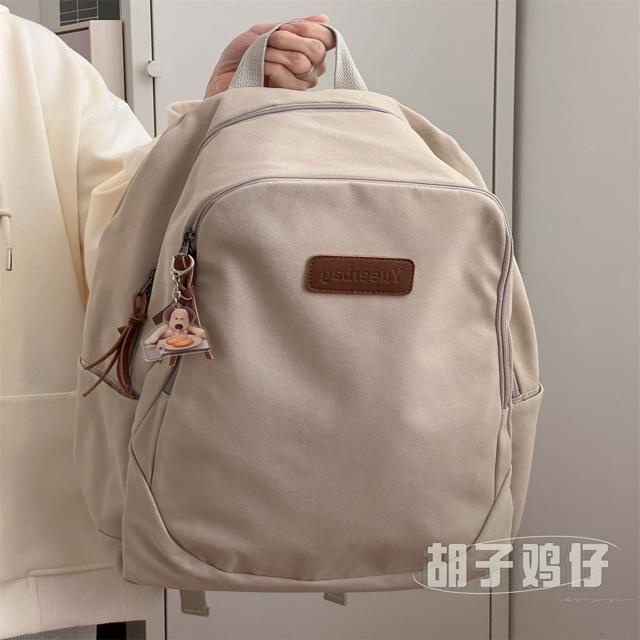 Sera In Jepang Harajuku Warna Solid Ransel Wanita Amerika Retro Sederhana Semua Pertandingan Tas Sekolah Pria Kapasitas Besar Kanvas Kembali