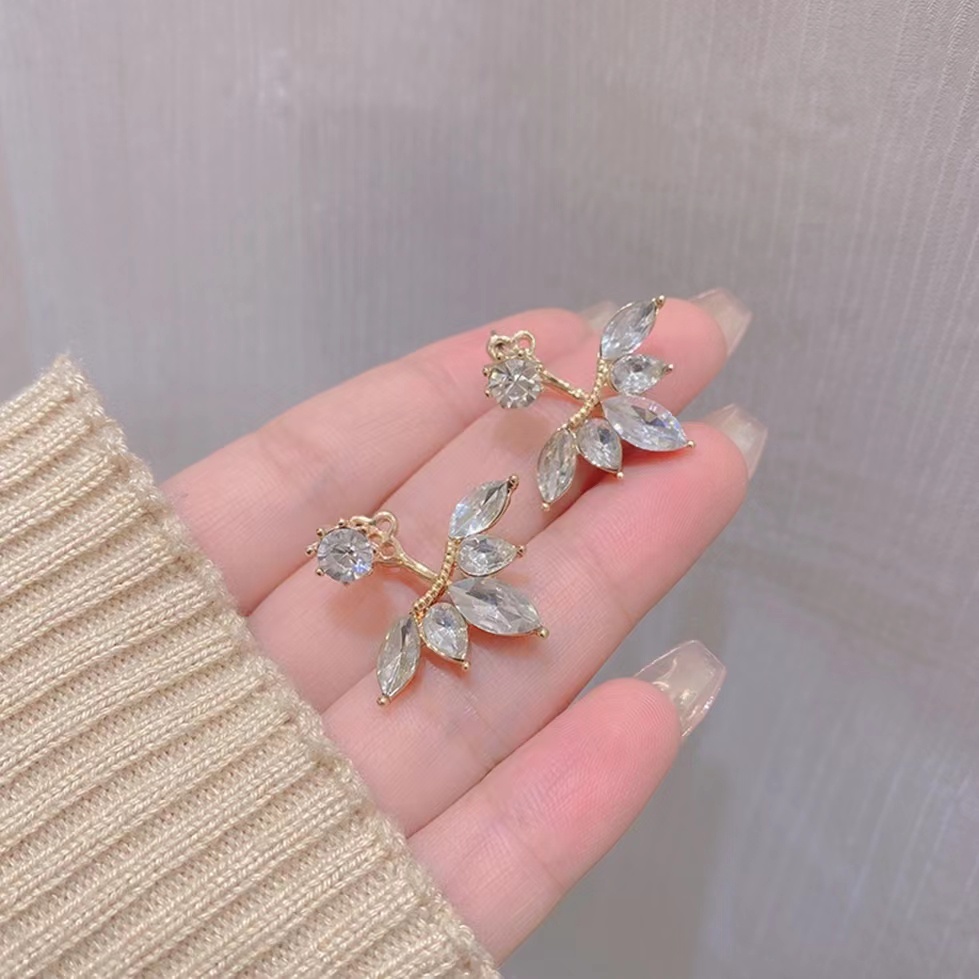 [COD] Anting Berlian Paduan Aster Dengan Anting Daun Berlian /Anting Versi Korea Daun Berlian Wanita