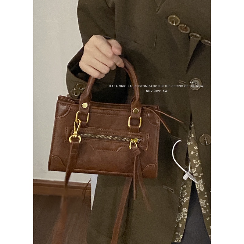 Suhao Inggris Retro Tas Sepeda Motor Wanita 2022 Baru Fashion Trendi Portabel Kecil Square Tas All-Match In Tas Messenger Bahu