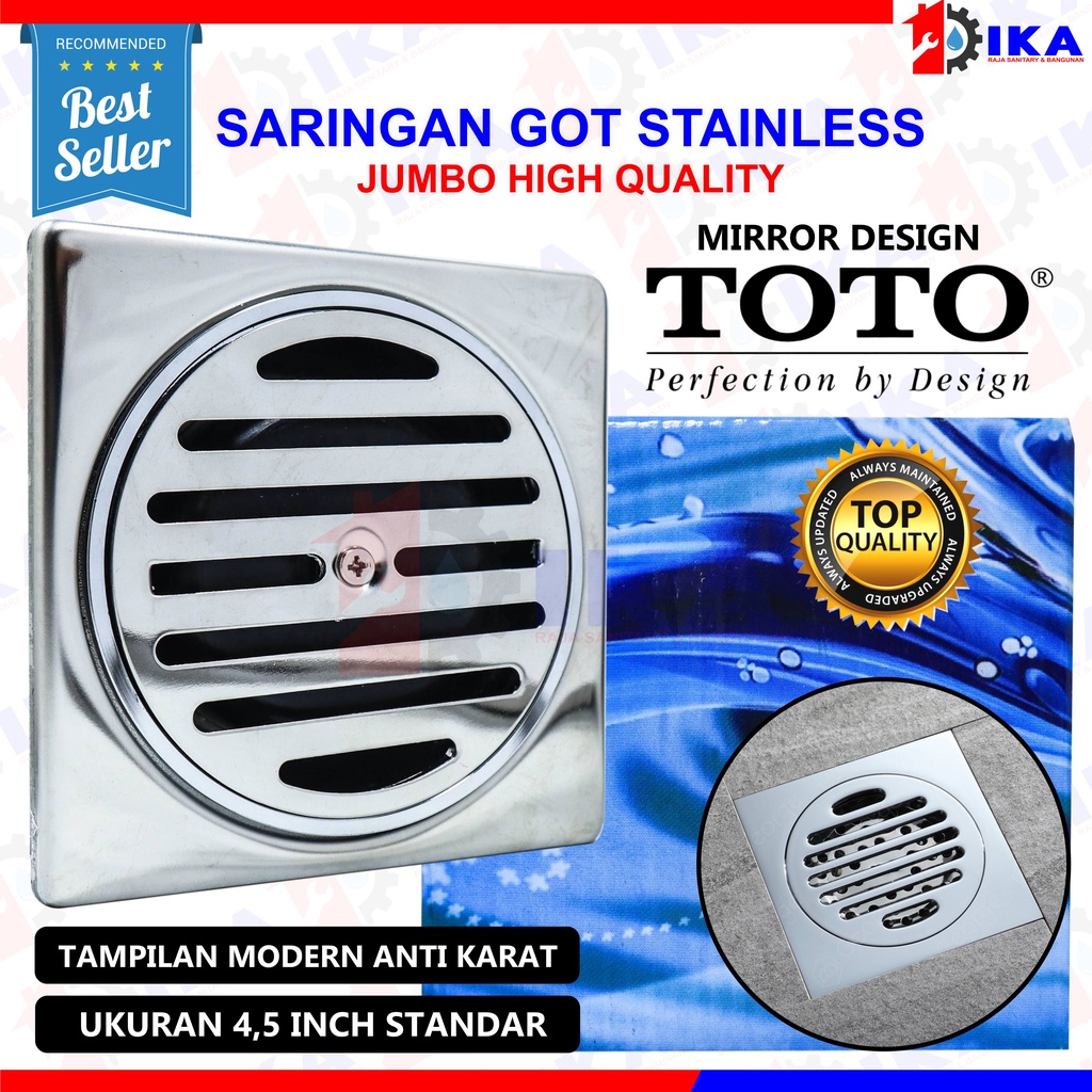 Saringan Got Hitam TEBAL 4,5 INCH STAINLESS STEEL ASLI - Kamar Mandi Toilet Plastic Floor Drain Black Air WC ORI