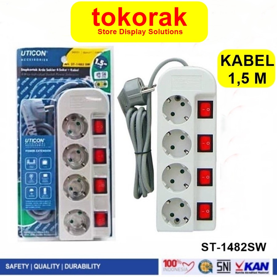 STOP KONTAK 4 LB ARDE + SAKLAR UTICON ST 1482 SW - COLOKAN EXTENTION