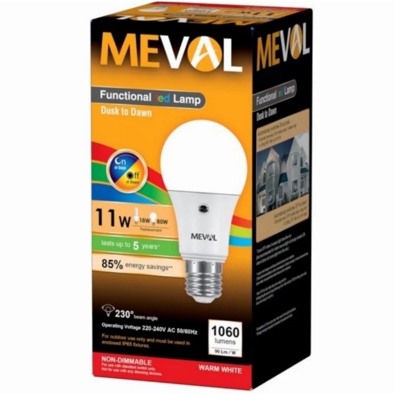 Bohlam LED Photo Sensor (Sensor Cahaya) 11 Watt MEVAL (Standar SNI)