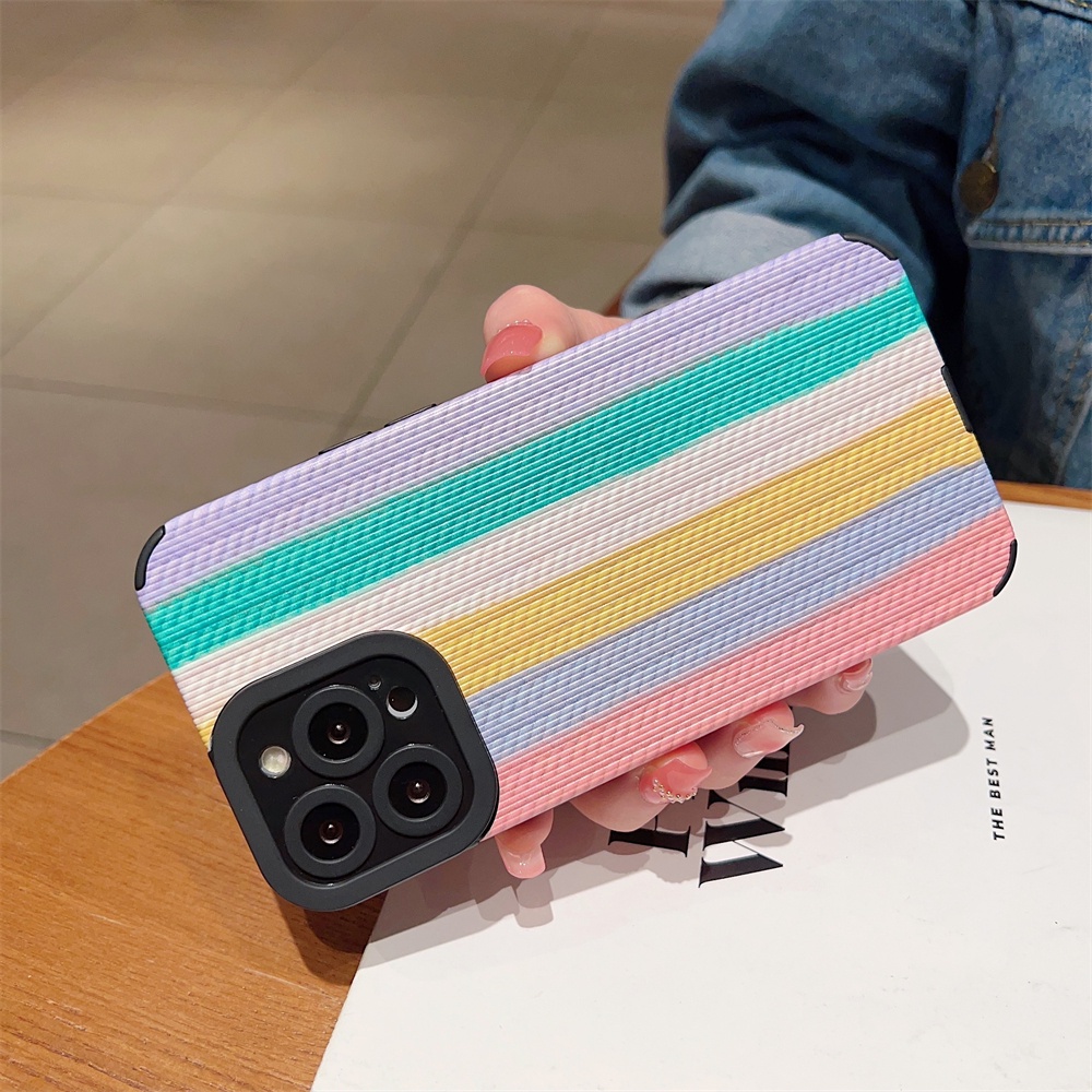 Soft Case Warna Permen Pelangi Untuk iPhone 14 13 12 11 Pro Max 14 Plus 7 8 Plus X Xs Max XR
