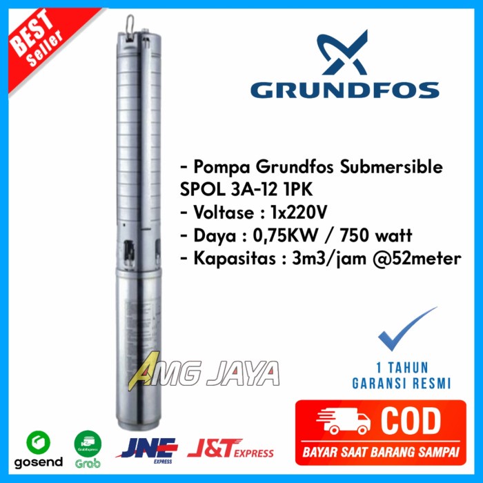 Mesin Pompa Air Satelit Submersible Pump Grundfos SP 3A-12 Oli Motor