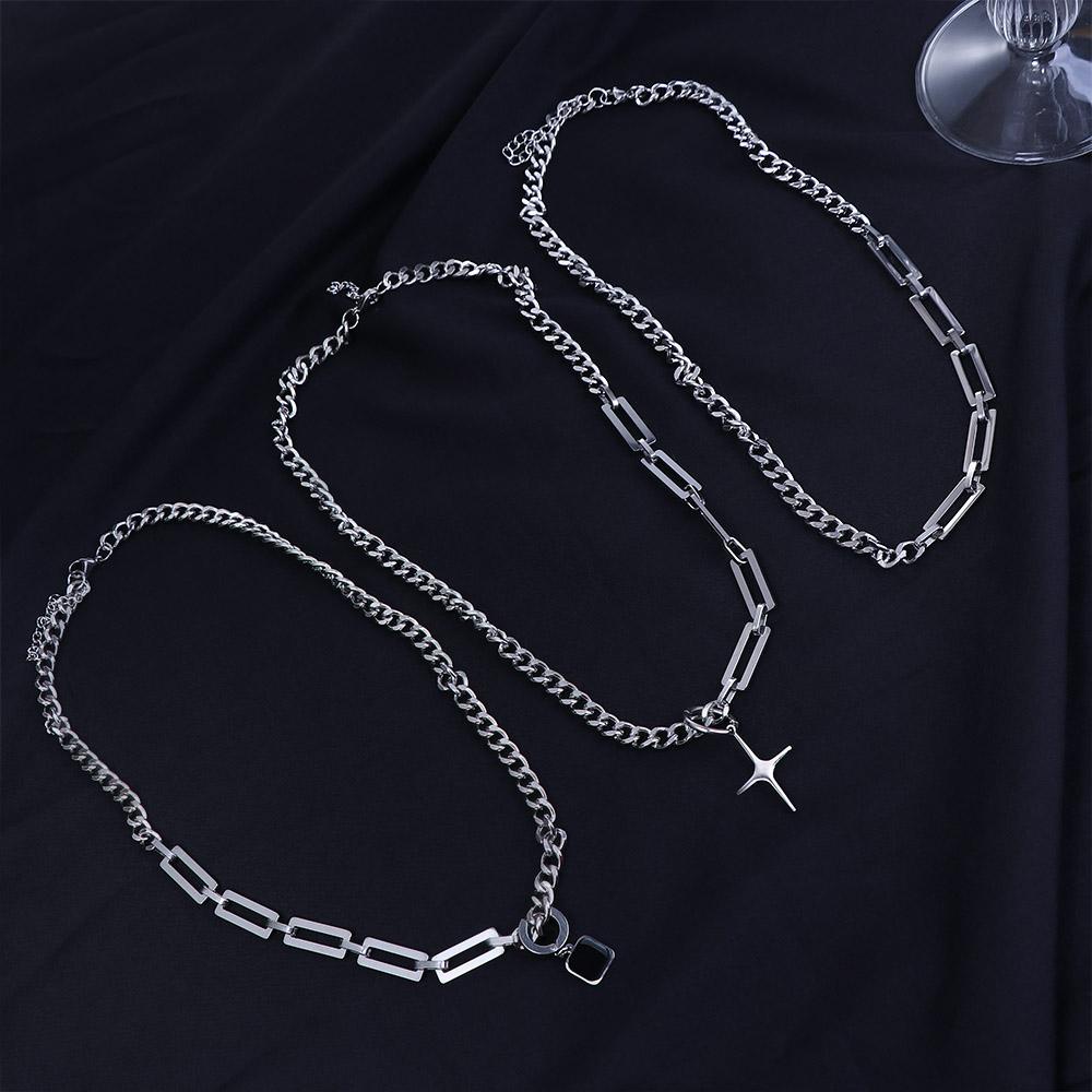 Needway Pria Kalung Keren Hadiah Teman Hiphop Punk Splicing Rantai Baja Titanium Woman Necklaces