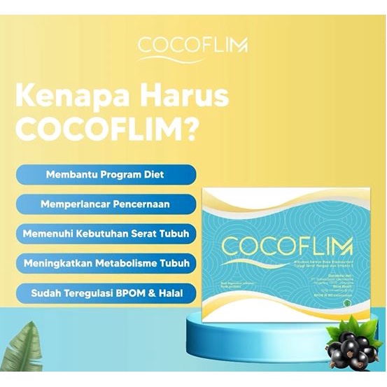 Cocoflim Serbuk Fiber 1 Box (15 Sachet) Coco Flim Minuman Suplemen Diet Detox Pelangsing Pelancar BAB Original 100% Official