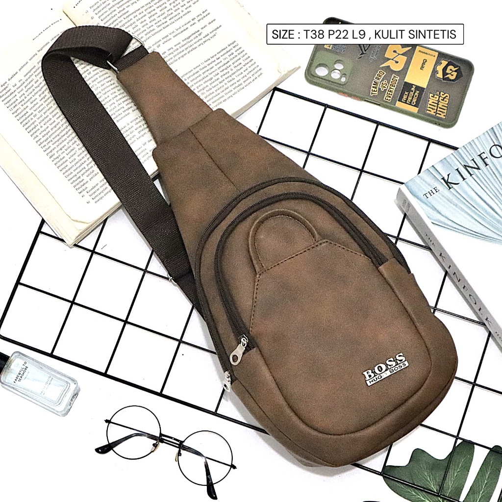 1 KG = 4 PCS Tas Cowo Lokal Semarang Murah Casual Male Selempang Dada Kulit Buatan Buat Pria Sejati