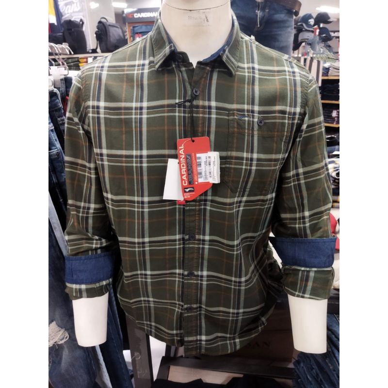 Baju kemeja pria cardinal Terbaru kemeja pria cardinal jeans lengan panjang