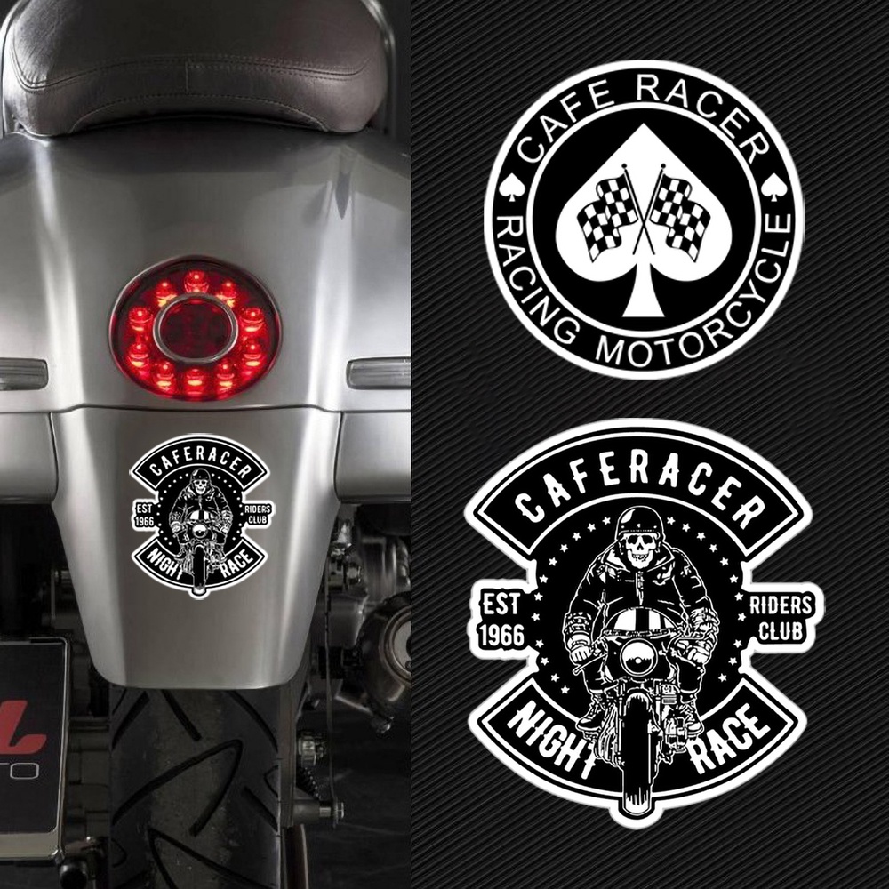 Café Racer Retro Knight Skull Sepeda Motor Stiker Reflektif Knight Spirit Motocross Helmet Stiker Dekoratif Tahan Air untuk Harley CVO DYNA Glide Touring Softail