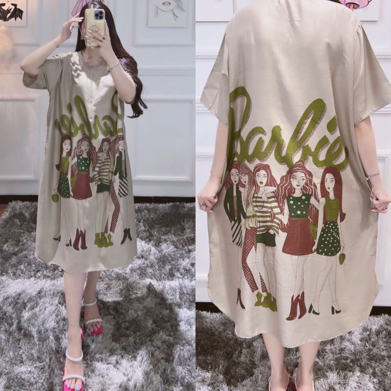 DRESS VIRAL KEKINIAN BARBIE KOREA STYLE HOMEDRESS KARAKTER RAYON JUMBO DASTER SOFIA TERBARU JUMBO