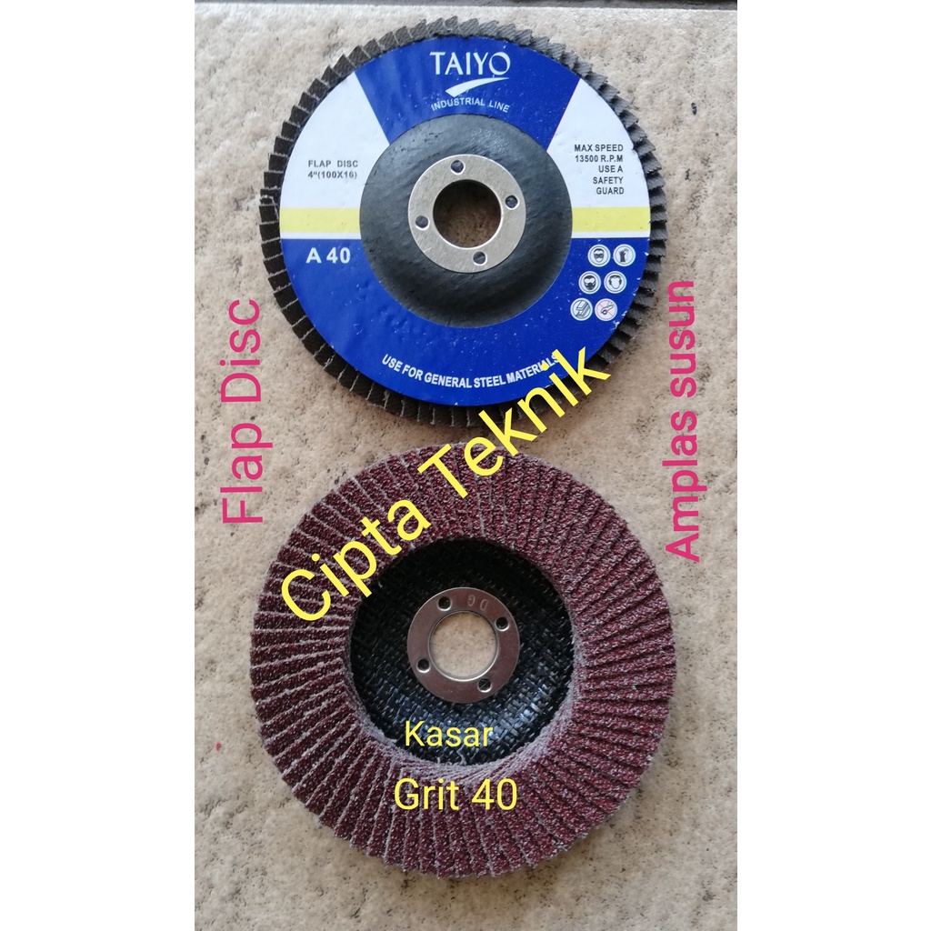 Flap disc taiyo 4 inchi grit 40 mata gerinda amplas susun 4inchi grit40