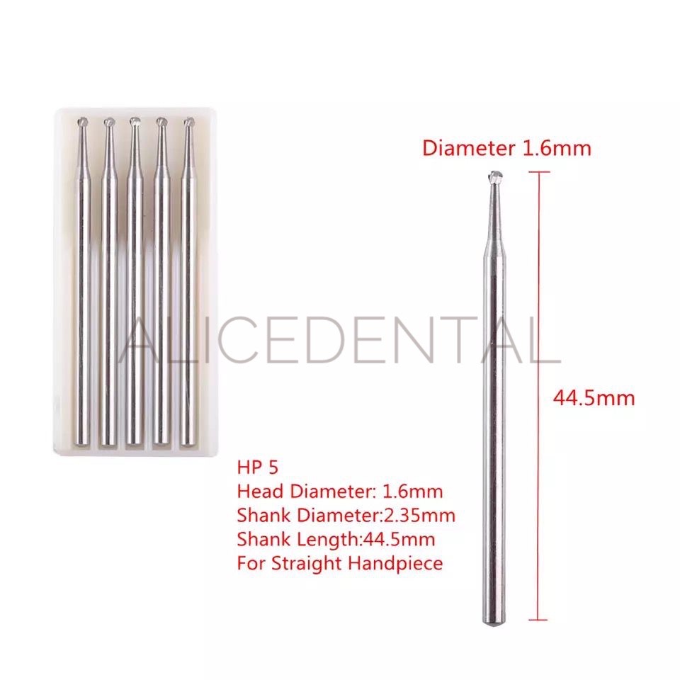 Bur tulang lowspeed HP1 HP2 HP-3 HP-4 HP 5surgical bur metal round bulat lowspeed carbide bur tungsten straight low speed ALICE DENTAL